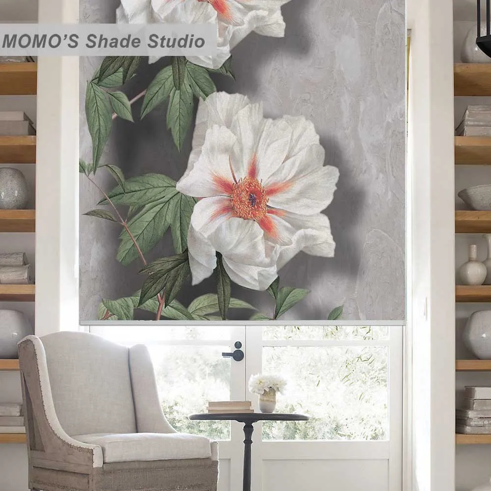 

MOMO Blackout Floral Window Curtains Roller Shades Blinds Thermal Insulated Fabric Custom Size,PRB set3