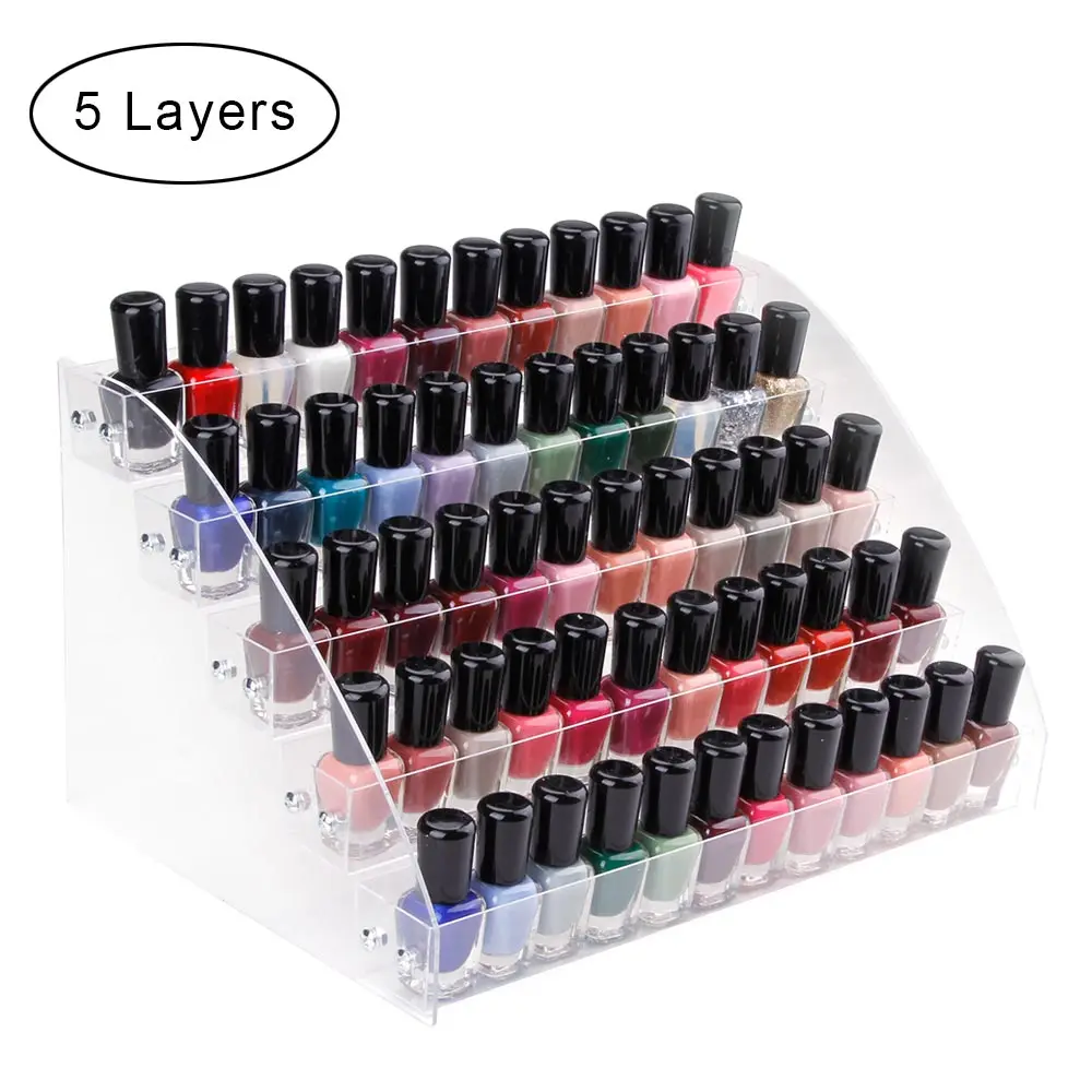 

1 To 7 Tier Clear Acrylic Nail Polish Rack Holder Cosmetics Display Stand Case Storage Makeup Organizer Nail Art Equipment Tools