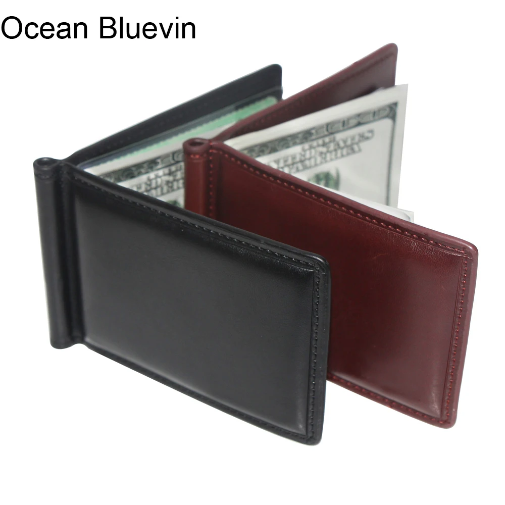 Океанский Bluevin иностранный портативный мужской кошелек с зажимами для денег, черный, коричневый, качественный, модный, мягкий, 2 складки, ID, кредитная карта, зажим для бит, Cateira