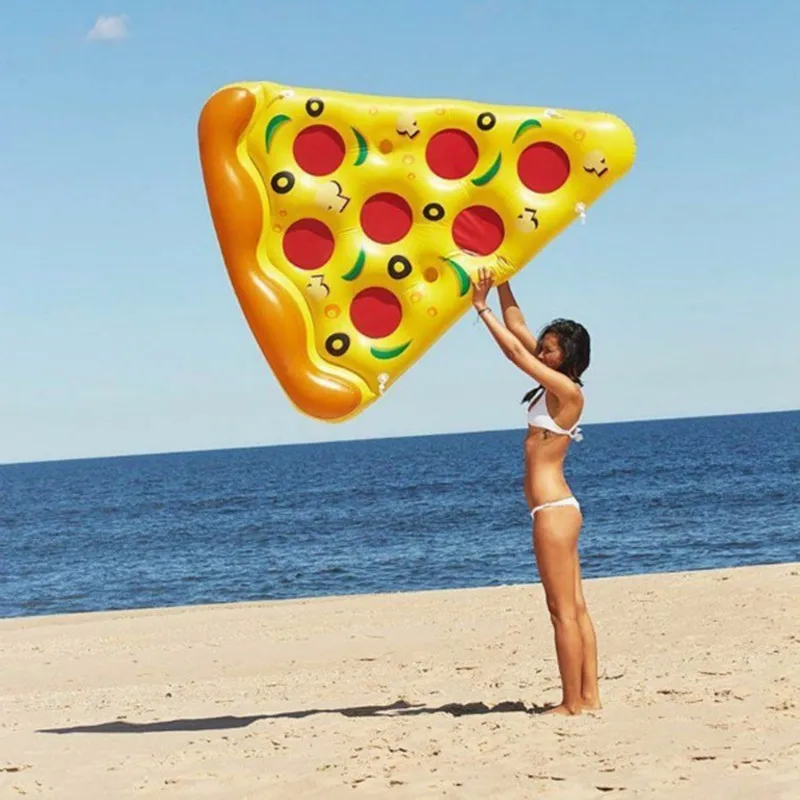 180 см бассейн воды игрушка Гигантский желтый надувной ломтик пиццы плавающая кровать Плот плавательный круг надувной матрас