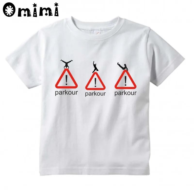 Boys/Girls Evolution Of Parkour Born To Jump Printed T Shirt Kids Short Sleeve Tops Children's White T-Shirt,ooo4085 - Цвет: oHKP4085E