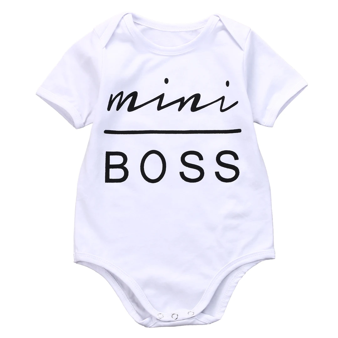 Newborn Kids Clothes Baby Infant Boy Girl Cotton Bodysuit Mini BOSS