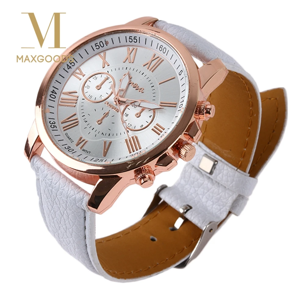 

Fashion Women Watches Simple Faux Leather Roman Numerals Analog Quartz Wrist Ladies Watch Nice Gift