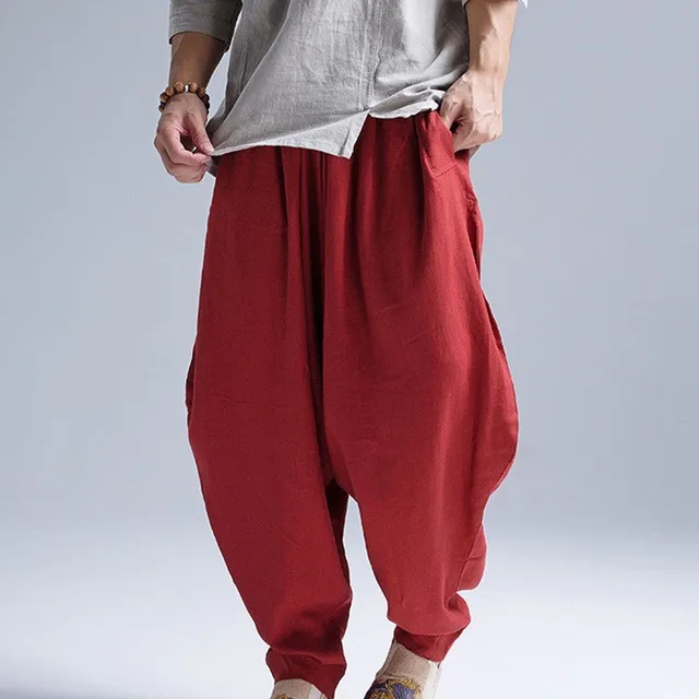 Men Martial Arts Baggy Pants Kung Fu Tai Chi Elastic Waist Cotton Trousers  Soft | eBay