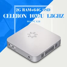 Linux мини-сервер сетевой медиаплеер linux мини-компьютер X28 c1037u 2 г оперативной памяти 64 г ssd с wi-fi разрешение видео : 1920 * 1080