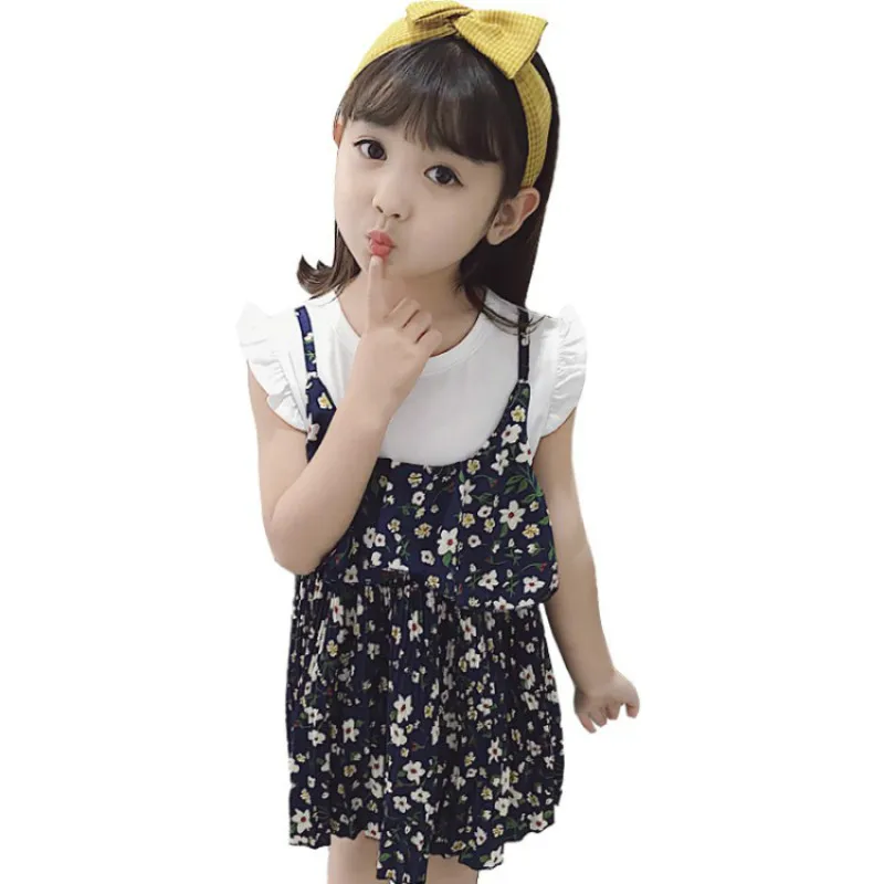

2018 New Girls Dress Summer Beach Style Floral Print Party Backless Dresses for Girls Vintage Girl Clothing 3 4 5 6 7 8 years