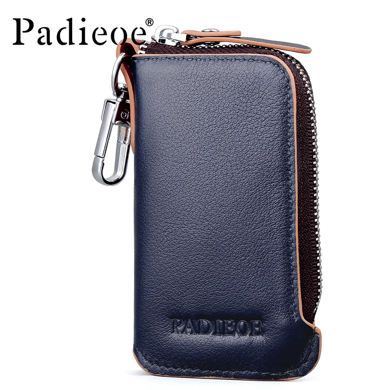 

Padieoe Luxury Genuine Cow Leather Mens Key Wallets Top Quality Durable Car Key Bag Organizer Housekeeper Key Holder Key Case