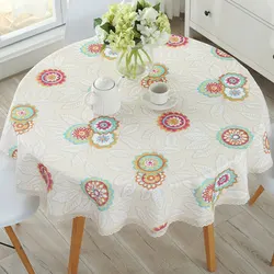 Pastoral round tablecloth, waterproof anti-scalding and oil-proof dining table, cotton and linen small fresh home Pastoral round tablecloth, waterproof anti-scalding and oil-proof dining table, cotton and linen small fresh home