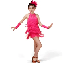 Girls Latin Tassels Dance Dress Children Dance Costumes Latin Fringed Dress Salsa Tango Samba Chacha Dance Dress