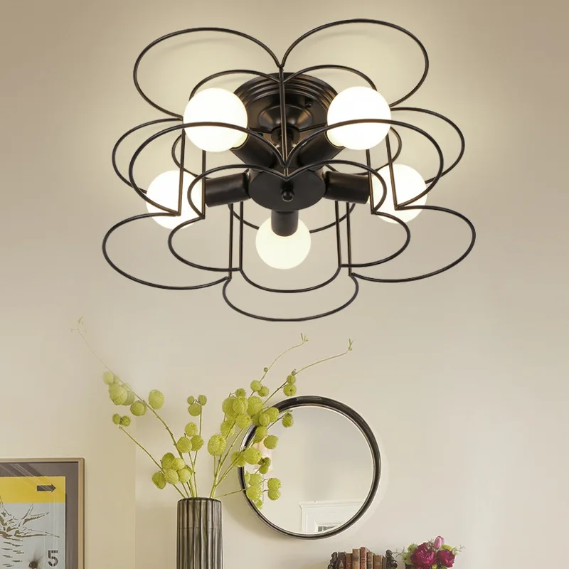 

Retro Industrial Loft Nordic Pipe Wrought Iron Ceiling Light 5 Heads Lamp for Home Decor Restaurant Dinning Cafe Bar Room E27