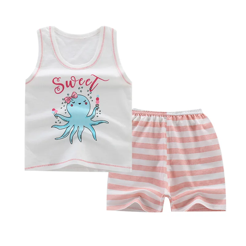 

The Octopus Cartoon Pattern Baby Girl Cute Clothing Sets Baby Boy Summer Clothing Outfits