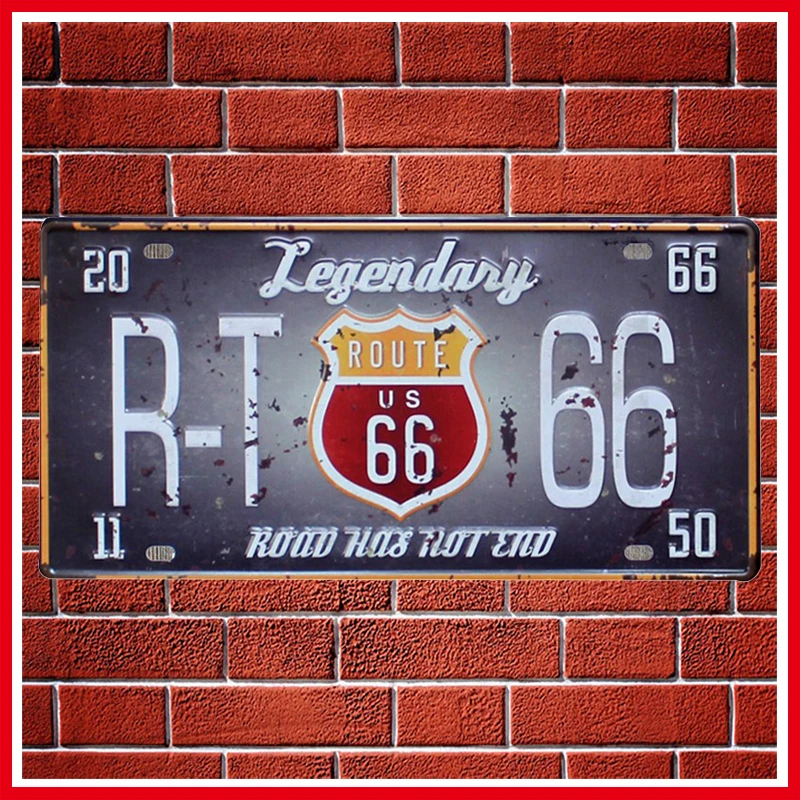 Hot Route 66 Car License Metal Plate Vintage Home Decor Tin Sign Bar\\Pub\\Hotel Decorative Metal Sign Art Painting Metal Plaque