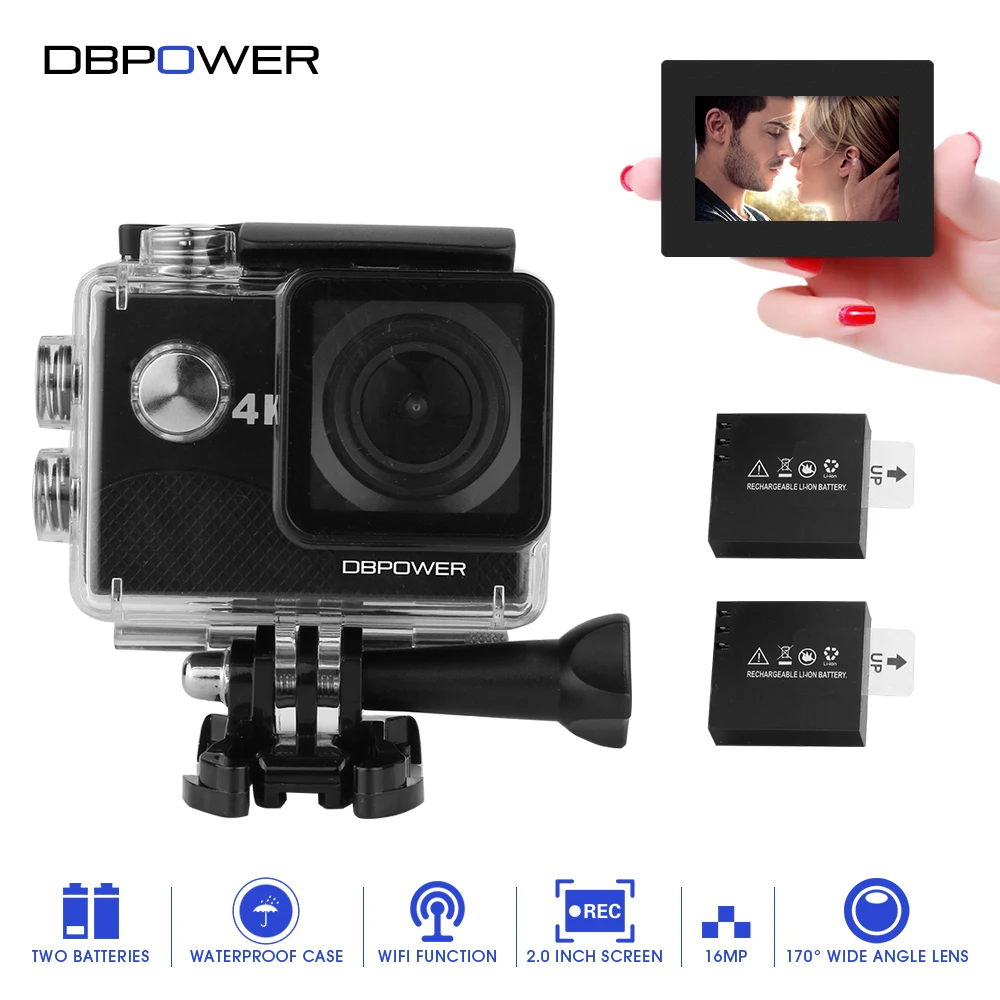 Original DBPOWER Q8 Action Camera 4K wifi Ultra HD 4K/30FPS 1080P/60FPS