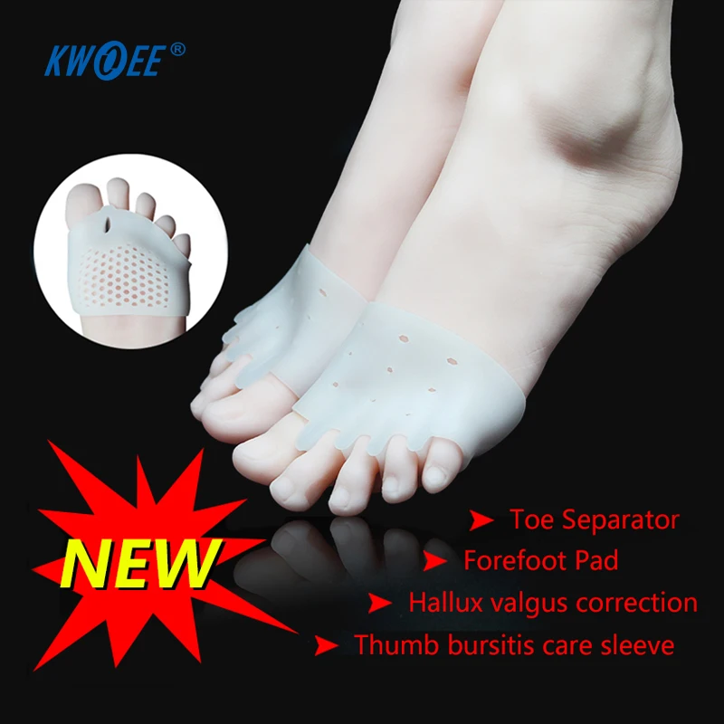 

1 Pair Silicone Overlapping Toe Separators Honeycomb Forefoot Pad Hallux Valgus Orthotics High Heels Pad Silica Gel Insoles