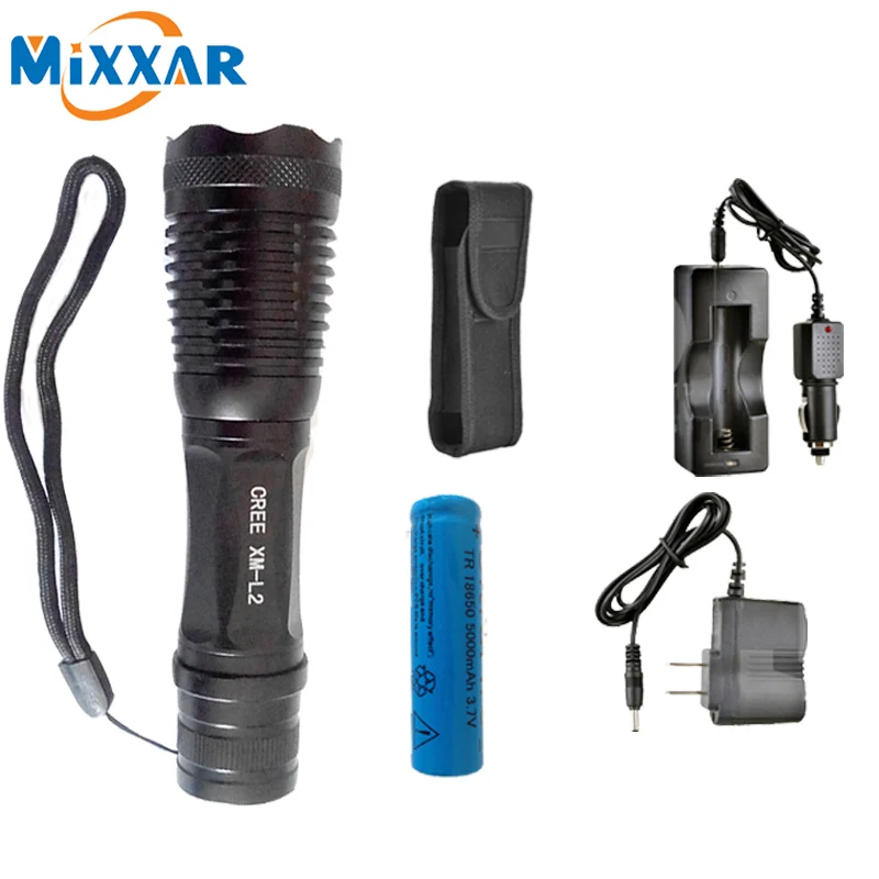 

CREE XM-L2 LED Flashlight ZOOM Linterna Lamp L2 T6 4500LM Powerful Waterproof 5 Modes Adjustable Led Torch Flashlight