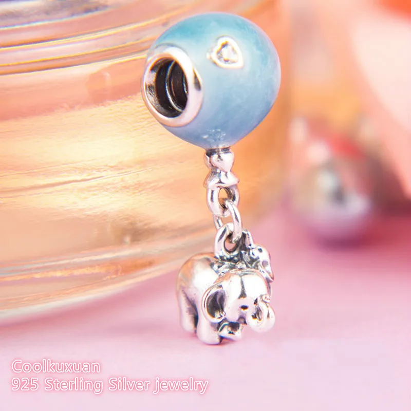 

2019 Mother's Day Authentic 100% 925 Sterling Silver Elephant & Blue balloon Charm Beads Fit Brand Charms Bracelet Diy jewelry