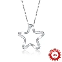 

GEEZII fashion Design 925 Sterling Silver shining star pendants for women with necklaces fashion jewelry gift