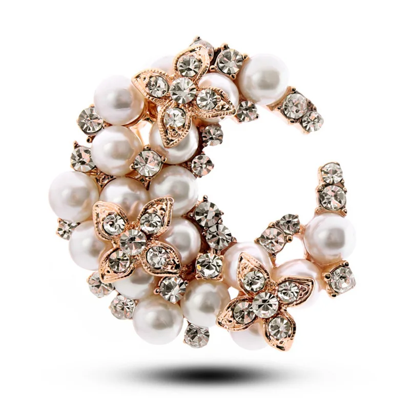 Hot sale pearl Rhinestones women dress brooches jewelry Charming