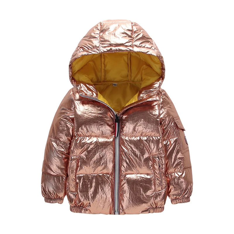 

DEXIA Children Winter Jacket Kids Boys and Girls Hooded Cotton Rose Gold Solid Winter Thick Outwear & Coats Girls Down&Parkas