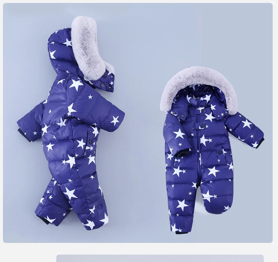 Детский комбинезон для новорожденных, теплый зимний пуховик с меховым капюшоном, детский комбинезон, зимний комбинезон для мальчиков, зимняя одежда, одежда для маленьких девочек