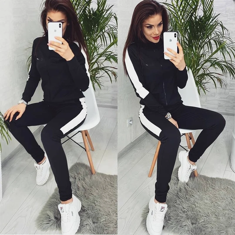 

Autumn Winter Active Women Running Suit Leisure High Waist Suit Top+pants 2 Piece Fitness Jogging Running Flex Mujer Leggings