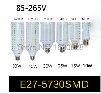 Бесплатная доставка E27/E14/B22 SMD 5730 (5630) светодиодная кукурузная лампа AC 85-265 в 10 Вт/15
