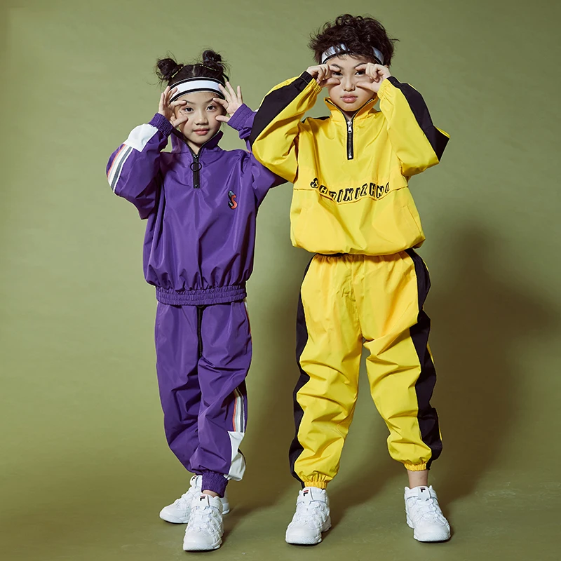 Детский костюм для уличного танца в стиле хип-хоп костюм для мальчиков джазовые танцевальные костюмы с длинными рукавами для девочек Свободная одежда для выступлений DL2780