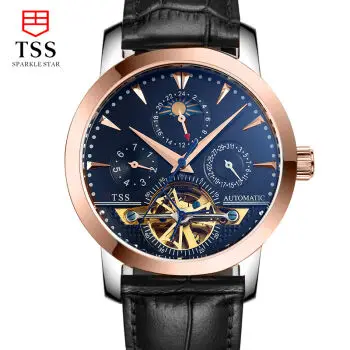 Luxury Brand Original TSS Men s Automatic Mechanical Watch leather Business Casual Male WristWatch Clock Halloween