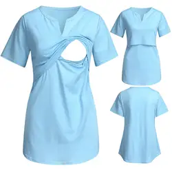 MUQGEW Для женщин топы для кормления грудью одежда лето 2019 для беременных с коротким рукавом v-образным вырезом кормящих футболки для грудного