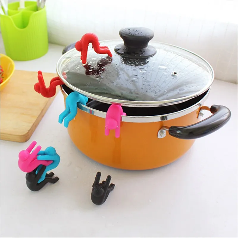 

2 pcs/pack Multi Functional Creative Lids Holder Spill Control Silicone Prevent Pot-cover Overflow Cooking Tools