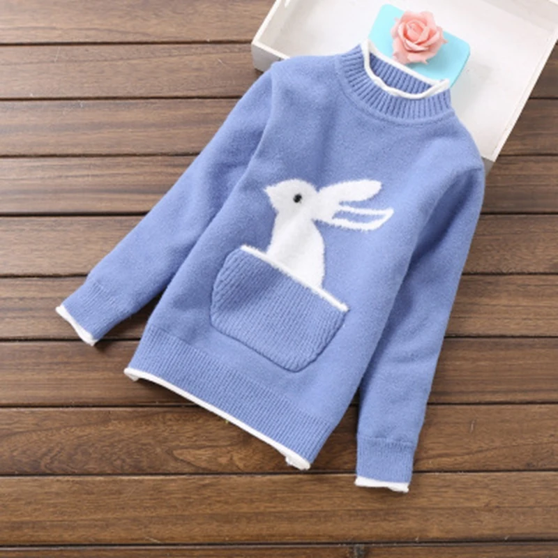 Новые зимние свитера для девочек, толстые свитера, одежда для детей 3-12 лет, K818 - Цвет: blue