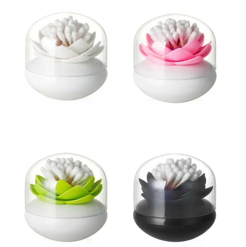  Flower shaped Makeup organizer lotus design Cosmetic Storage Box ABS+PS Bathroom Cotton Swab Makeup