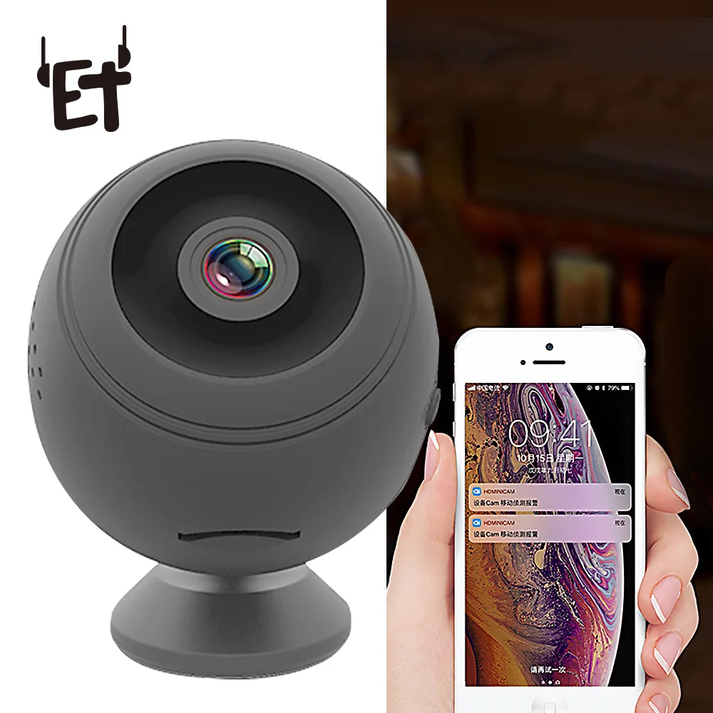 

ET HD 1080P Wifi Camera Night Vision Micro Cam 155 Degree Motion Detection Mini Camera Home Security Camcorder Support TF Card
