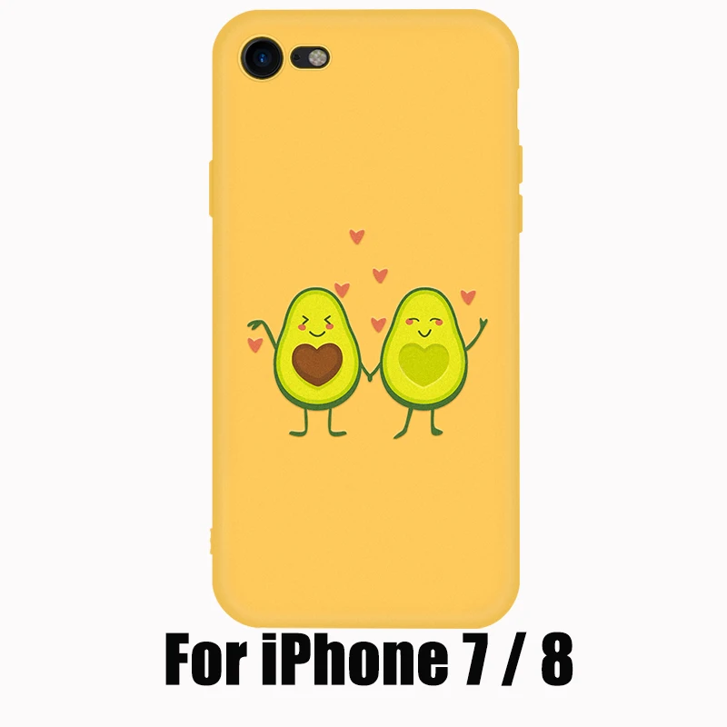 Cute Avocado Pattern Case For Apple AirPods 2 With Hooks Earphone Cover For Apple Air Pods Soft Cartoon Avocado Cases For iPhone - Color: For iPhone 7 8