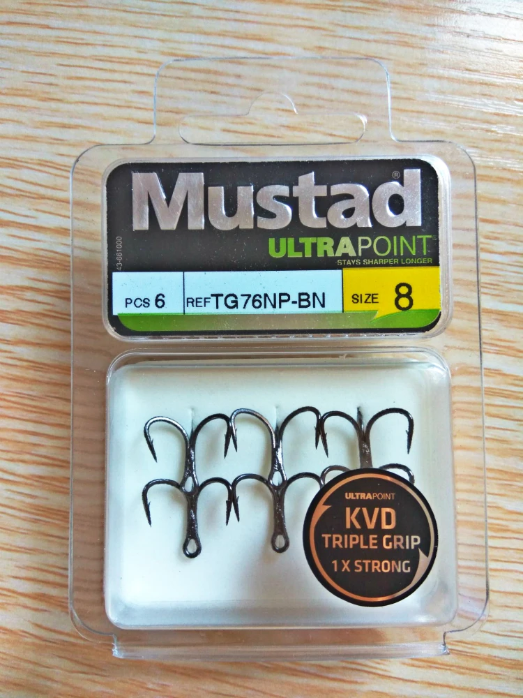 Mustad тройные Крючки TG76NP-BN KVD крючки сильные острые колючие крючки Mustad Крючки из высокоуглеродистой стали спички Кривошип VIB Рыбалка pesca