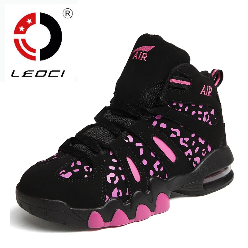 LEOCI Women Basketball Shoes Men font b Sneakers b font Cow Leather Air Sole Basketball Shoes