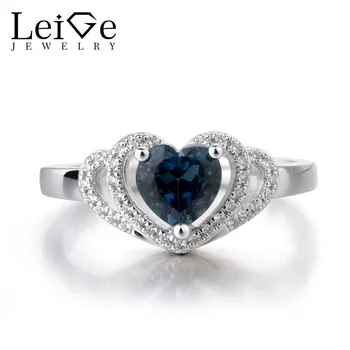 

Leige Jewelry London Blue Topaz Ring Mother's Day Gifts Heart Shape Romantic Gemstone Silver 925 Fine Jewelry For Woman