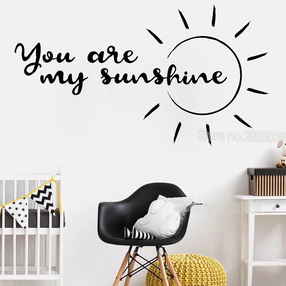You Are My Sunshine Quote Wall Sticker For Kids Baby Room Vinyl Inspirational Word Wall Decals