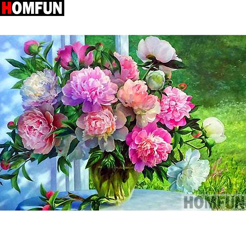 

HOMFUN Full Square/Round Drill 5D DIY Diamond Painting "Flower landscape" Embroidery Cross Stitch 3D Home Decor Gift A13336