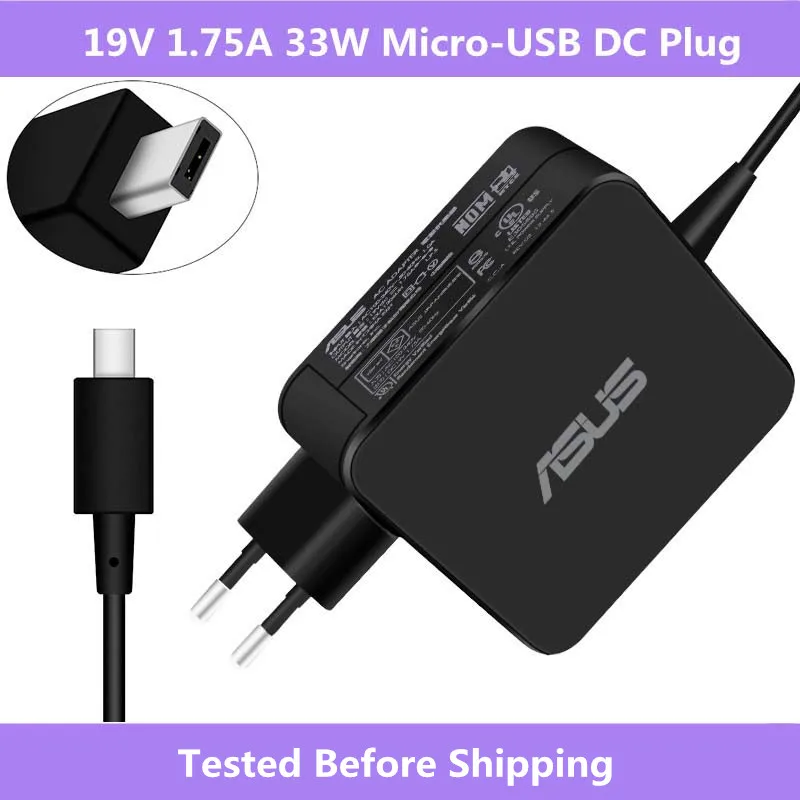 Зарядное устройство для ноутбука ASUS Eeebook X205 X205T X205TA E200 E202 E202S 19 в 1 75 А Micro USB 33 Вт