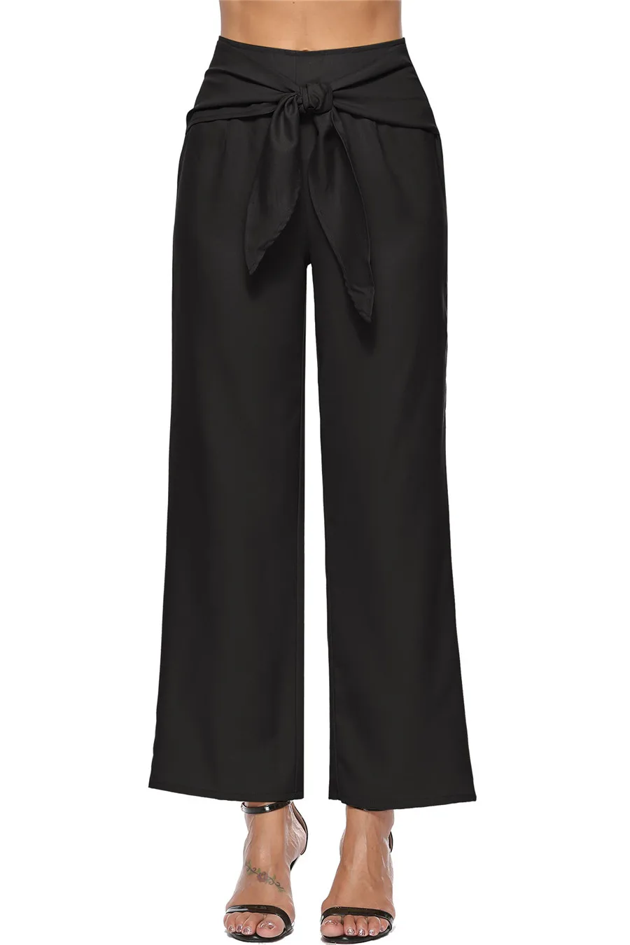 Gladiolus Fashion Streetwear 2019 Pants Women Lace Up Mid Waist Solid Color Wide Leg Long Pants Casual Spring Trousers Women (17)