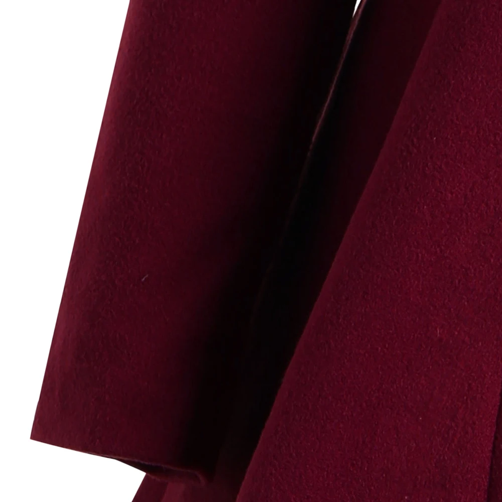 Женское пальто Осень Плюс Размер Ветровка с капюшоном Легкие длинные кнопки на пуговицах Большой размер XL-5XL Красное вино с длинным рукавом