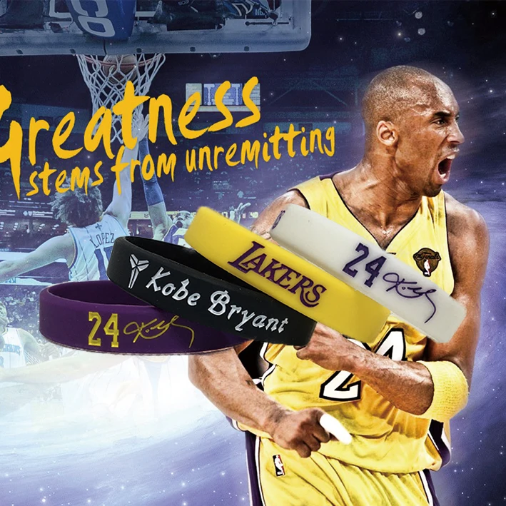 

1 pcs Sporty Silicone Bracelet for men Basketball Superstar Kobe Bryant Name Bracelet New Fashion