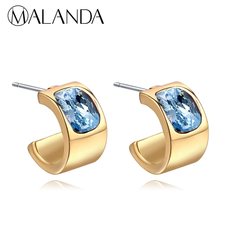 

MALANDA Original Crystal From Swarovski Stud Earrings For Women Fashion Gold Color Piercing Earrings Wedding Party Jewelry Gift