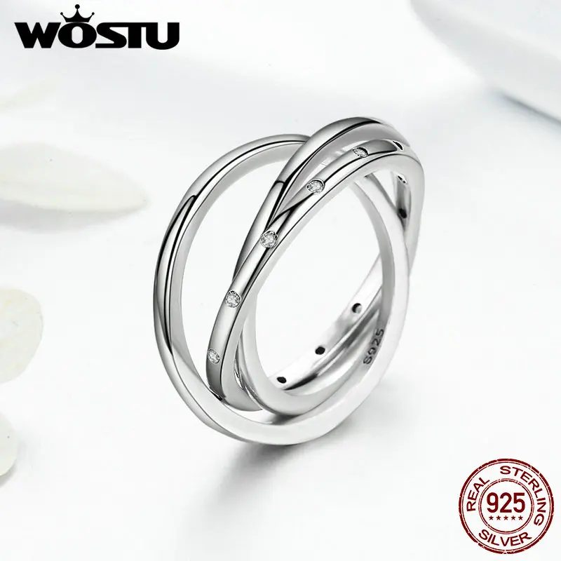 

WOSTU New Arrival Genuine 925 Sterling Silver Innovative Swirling Rings For Women Fashion Jewelry Gift SDP7627