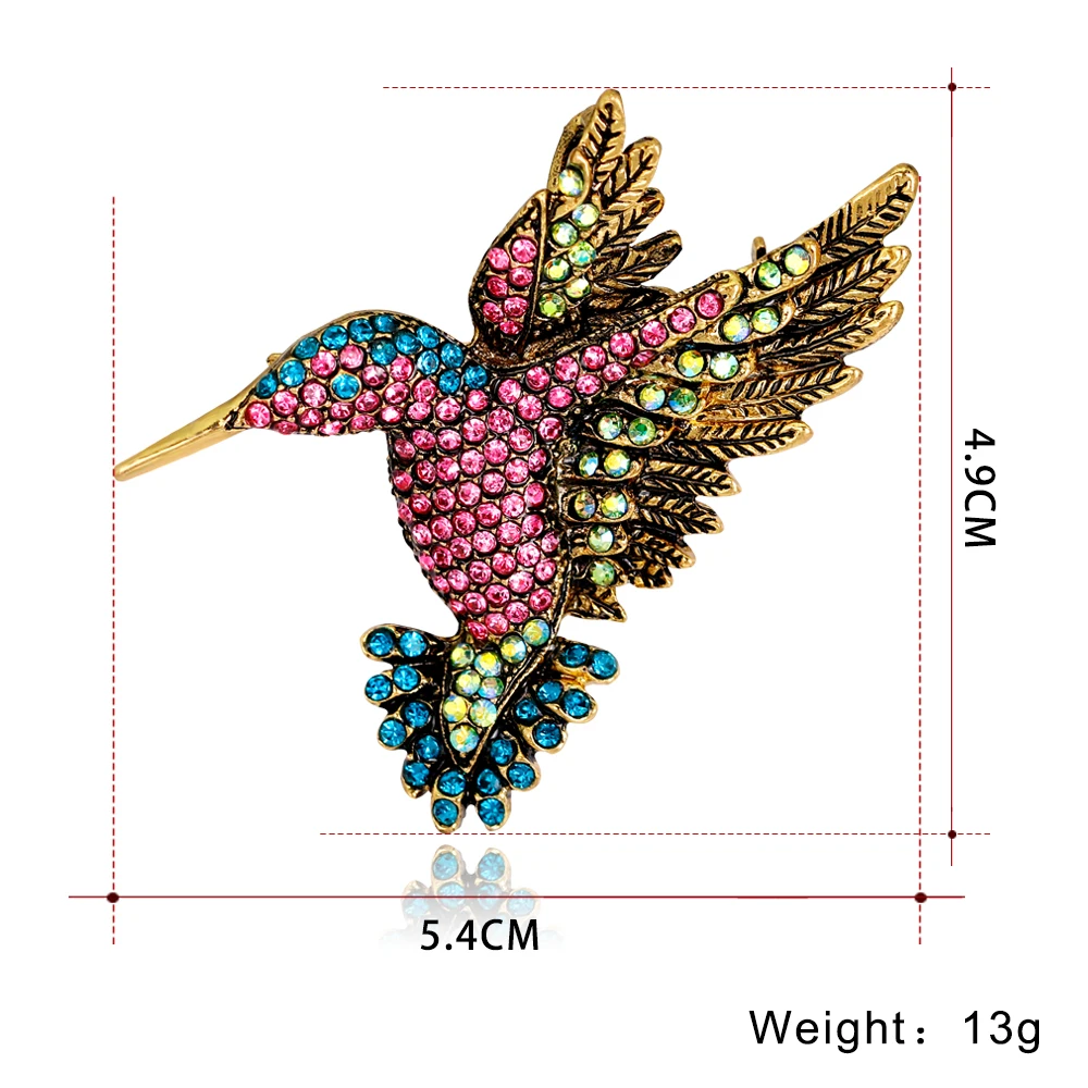 Брошь Колибри булавка Кристалл Стразы животное птица женская одежда шарф аксессуар Винтажные Ювелирные Изделия