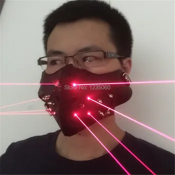 

WYY Newest Red Laser Mask Luminous Light Up Laserman Show Halloween Masks For Laser Stage Show Dancer Party Supplies