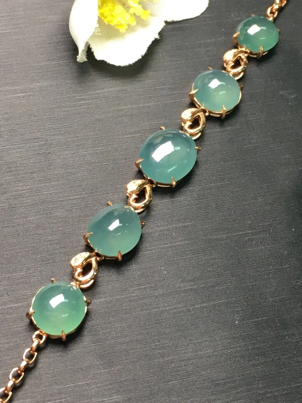 

Fine Jewelry Real 18K Rose Gold AU750 Myanmer Origin Natural Green Jade Gemstone Female Bracelets for Women Fine Bracelets