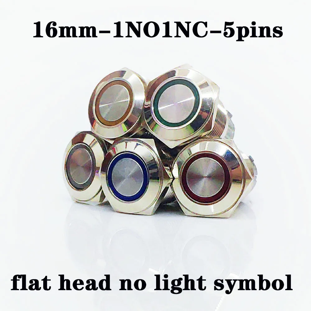 

16mm Metal Push Button Latching momentary Waterproof Switch LED light 5V 12V 24V 110V 220V momentary waterproof car auto engine