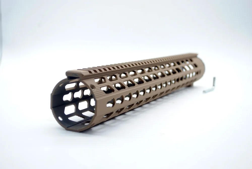 TriRock 15/17 ''дюймовый Keymod Free Float Handguard монолитный Топ Rail_Tan цветной напечатанный Fit. 308/7. 62+ 7075 алюминиевая гайка